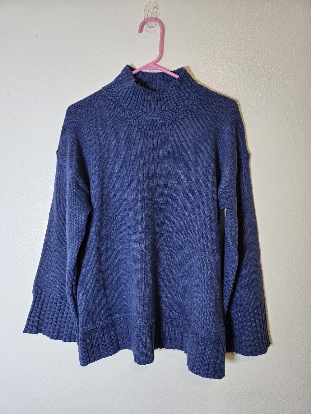 ELIE TAHARI Wool Blend Sweater Long Sleeve Mock Neck Womens Small NWT Blue